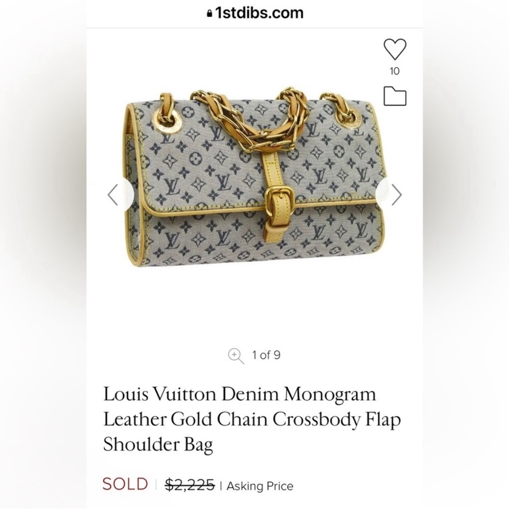 Louis Vuitton Grey/Navy Monogram Mini Lin Camille Crossbody Chain Flap Bag - Picture 2 of 14